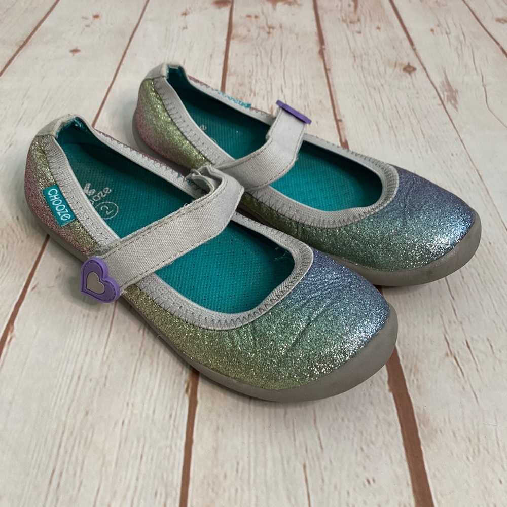 Girls Chooze Pastel Glitter Rainbow Sparkle Velcro Mary Jane Sandals/Sneakers